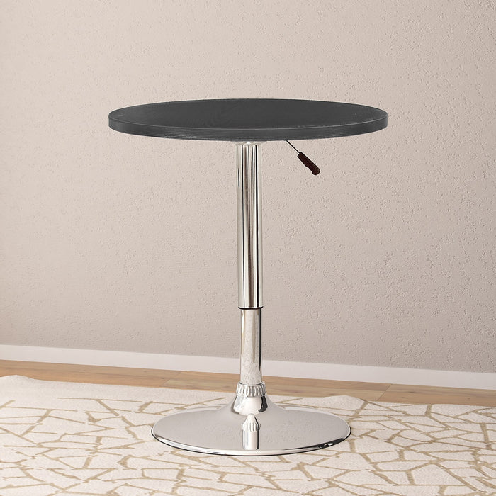 Adjustable Bar-Height Lift Table, Metal, 23.5\"W Round - Black