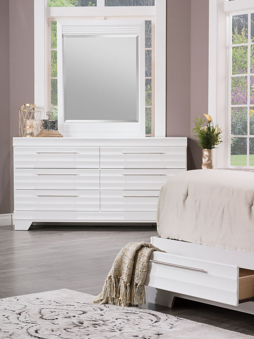Olivia 5pc Bedroom Set with Storage Bed, Dresser & Mirror, Made in Canada, White - Queen Size