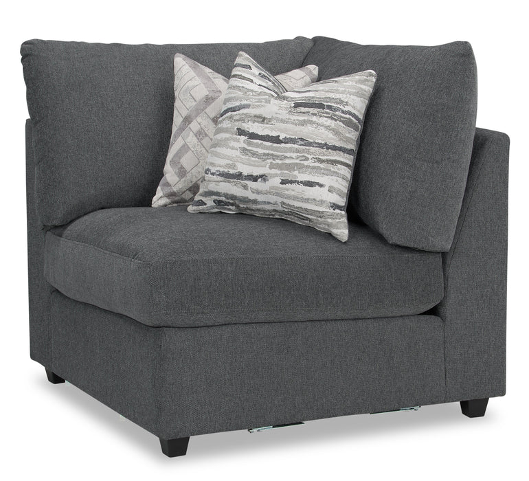 Scott Living Evolve Modular 5-Piece Linen-Look Fabric Sectional with Feather Down Cushions - Charcoal Grey