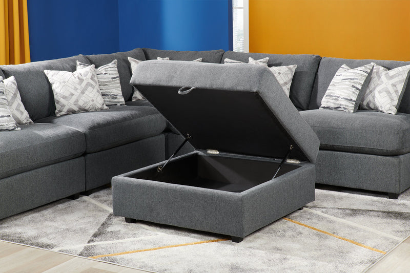 Scott Living Evolve Modular 39.5\" Linen-Look Fabric Storage Ottoman with Feather Down Cushion - Charcoal Grey