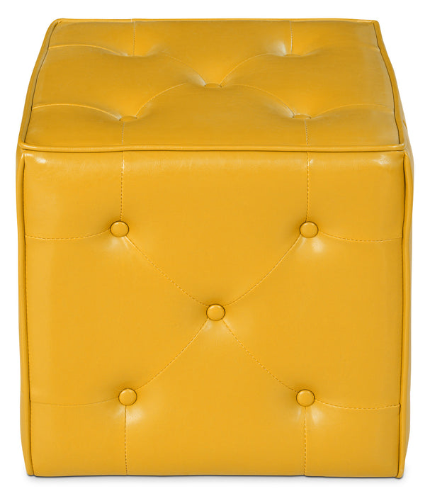 Talbott 17.5\" Cube Ottoman - Yellow Faux Leather