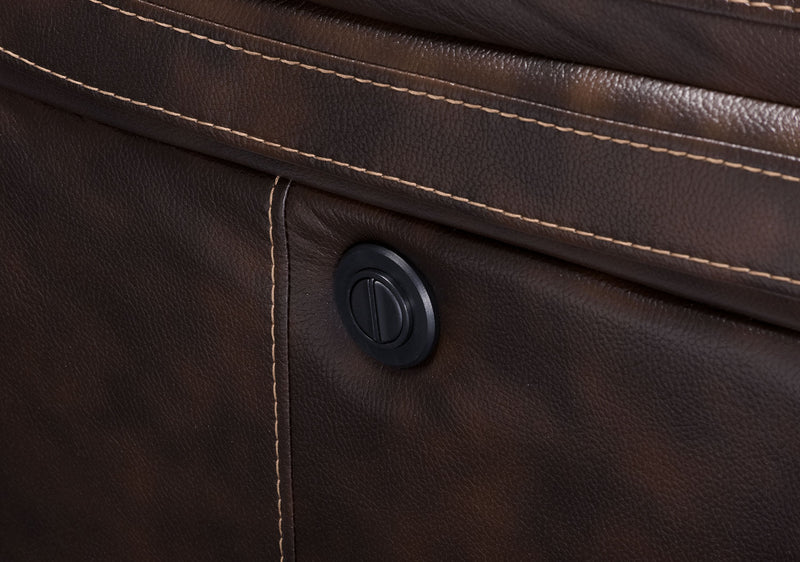 Leo 41\" Leather-Look Fabric Power Reclining Chair - Walnut Brown