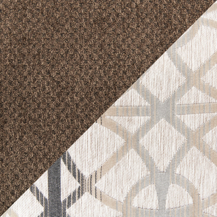 Made in Canada Febe 64\" Chenille Fabric Condo Size Loveseat with Flared Arms and Accent Pillows - Brown