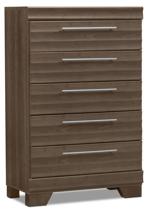 Olivia Bedroom Chest of Drawers, 5-Drawer, 31\"W x 47.9\"H, Made in Canada - Grey