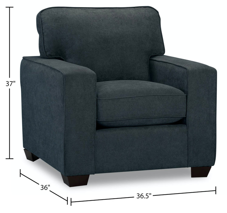 Made in Canada Fiona 36.5\" Chenille Fabric Chair with Track Arms - Navy Blue