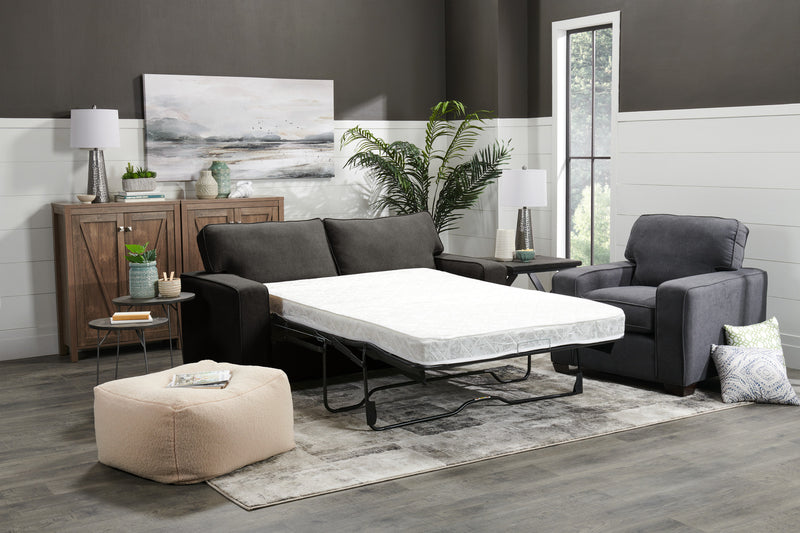 Made in Canada Fiona 74\" Chenille Fabric Full-Size Sofa Bed with Track Arms - Grey