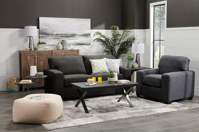 Made in Canada Fiona 74\" Chenille Fabric Full-Size Sofa Bed with Track Arms - Grey