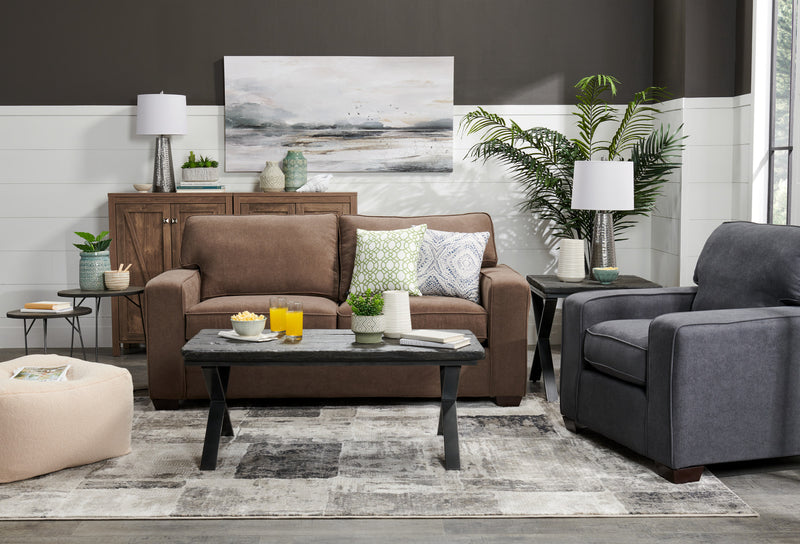 Made in Canada Fiona 74\" Chenille Fabric Full-Size Sofa Bed with Track Arms - Mocha Brown