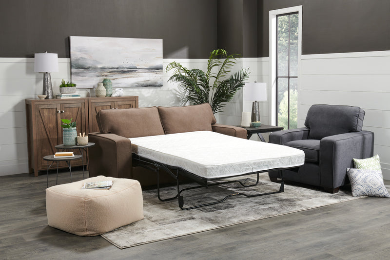 Made in Canada Fiona 74\" Chenille Fabric Full-Size Sofa Bed with Track Arms - Mocha Brown