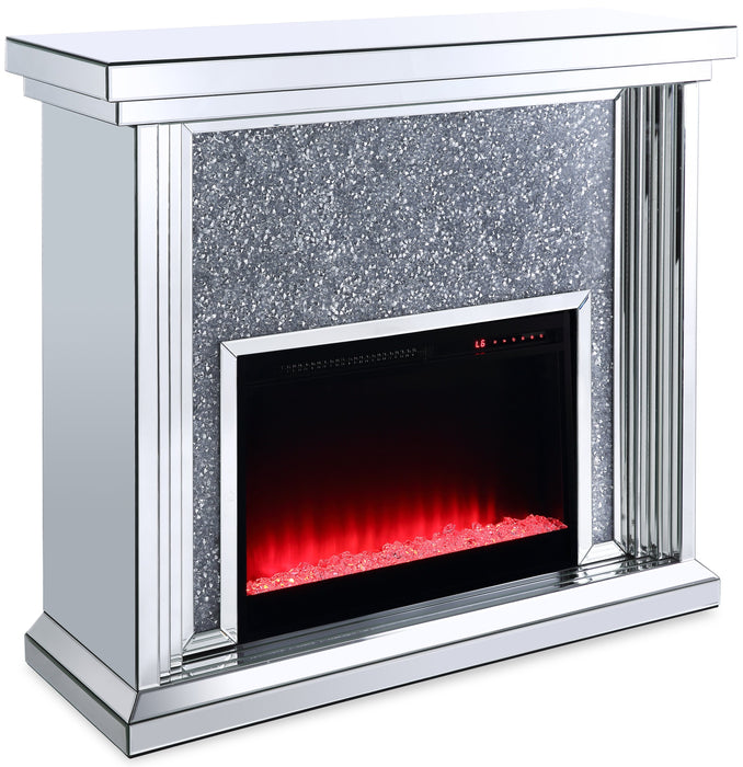 Flint 47.4\" Glam Electric Fireplace - Silver and Glass