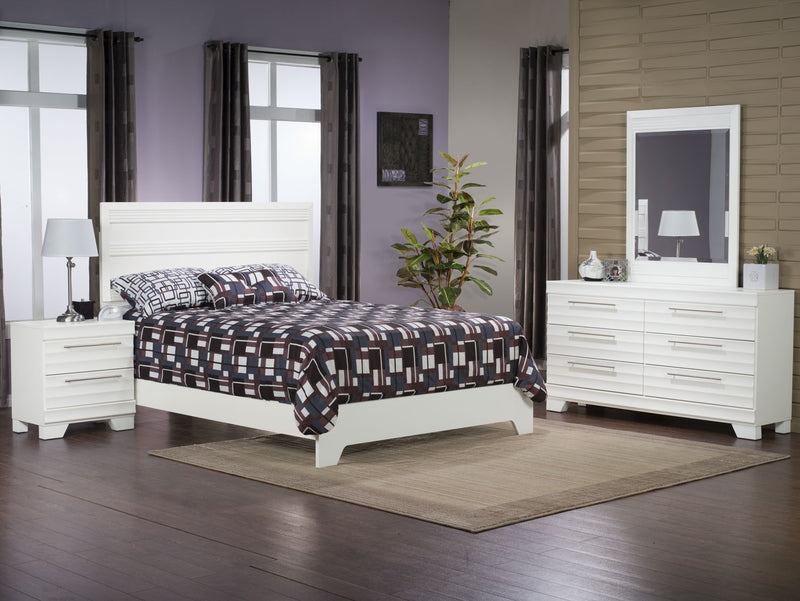Olivia 6pc Bedroom Set with Bed, Dresser, Mirror & Nightstand, Made in Canada, White - Queen Size
