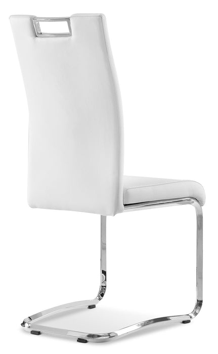 Tuxedo Dining Chair with Vegan-Leather Fabric, Metal - White