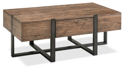 Manchester Coffee Table - Industrial style Coffee Table in Rustic Brown Wood and Steel