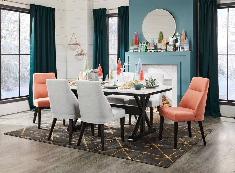 Gabi Dining Chair with Linen-Look Fabric - Grey