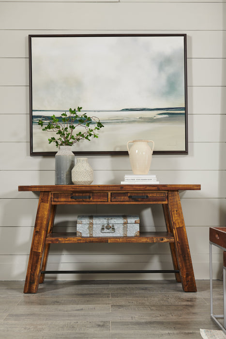Galeveston 50\" Rustic Sofa Table with Storage and Shelf - Brown Woodgrain Wood