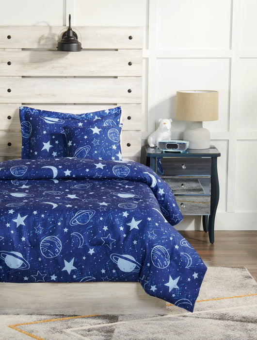 Galaxy 3-Piece Twin Comforter Set - Blue