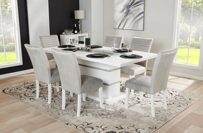 Garbo Dining Chair with Velvet Fabric, Wood - Grey