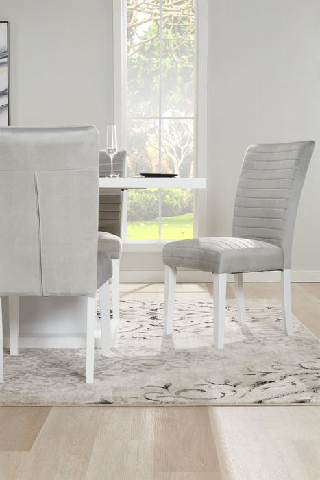 Garbo Dining Chair with Velvet Fabric, Wood - Grey