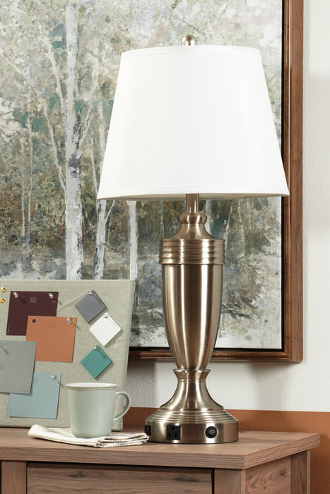 Garcia 29.5\" Silver Table Lamp with USB Charging