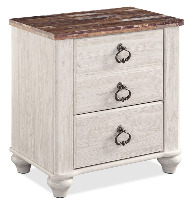 Willowton Bedside 2-Drawer Nightstand, 23.7\"W x 25.7\"H - Whitewash