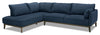 Cindy Crawford Home Gena 2-Piece Left-Facing Linen-Look Fabric Sectional with Wood Legs - Midnight Blue