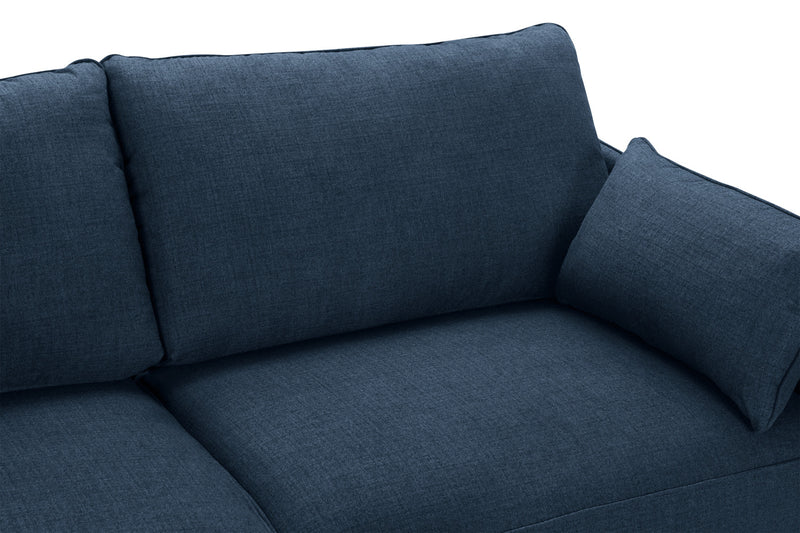 Cindy Crawford Home Gena 2-Piece Left-Facing Linen-Look Fabric Sectional with Wood Legs - Midnight Blue