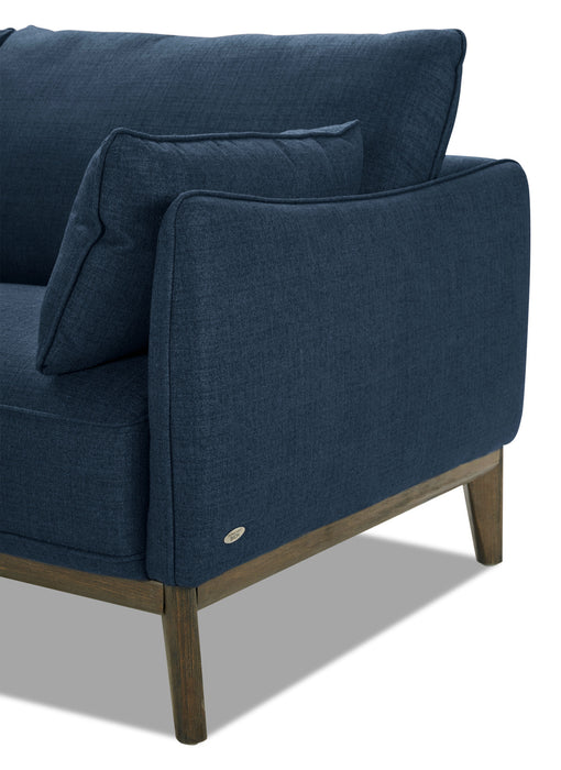 Cindy Crawford Home Gena 2-Piece Left-Facing Linen-Look Fabric Sectional with Wood Legs - Midnight Blue