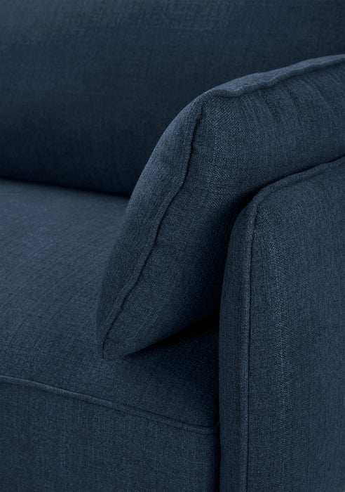 Cindy Crawford Home Gena 2-Piece Left-Facing Linen-Look Fabric Sectional with Wood Legs - Midnight Blue