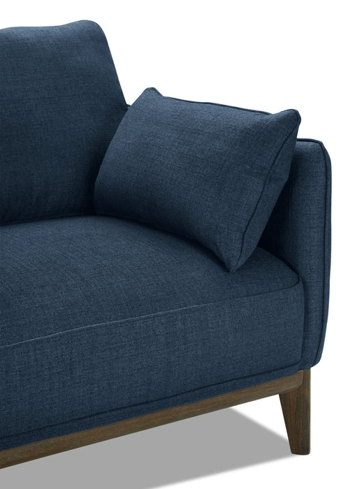 Cindy Crawford Home Gena 2-Piece Left-Facing Linen-Look Fabric Sectional with Wood Legs - Midnight Blue