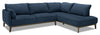 Cindy Crawford Home Gena 2-Piece Right-Facing Linen-Look Fabric Sectional with Wood Legs - Midnight Blue