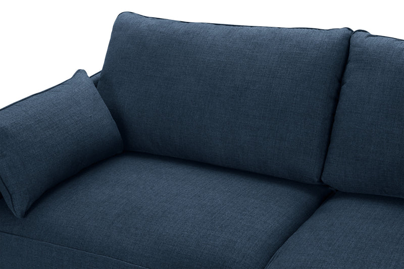 Cindy Crawford Home Gena 2-Piece Right-Facing Linen-Look Fabric Sectional with Wood Legs - Midnight Blue