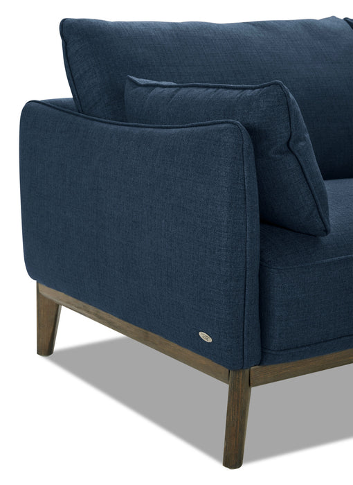 Cindy Crawford Home Gena 2-Piece Right-Facing Linen-Look Fabric Sectional with Wood Legs - Midnight Blue