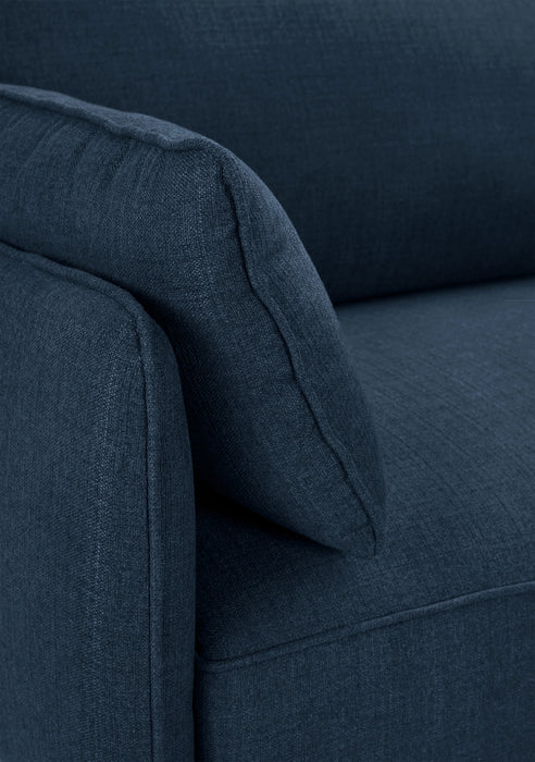 Cindy Crawford Home Gena 2-Piece Right-Facing Linen-Look Fabric Sectional with Wood Legs - Midnight Blue