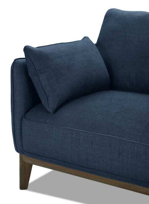 Cindy Crawford Home Gena 2-Piece Right-Facing Linen-Look Fabric Sectional with Wood Legs - Midnight Blue