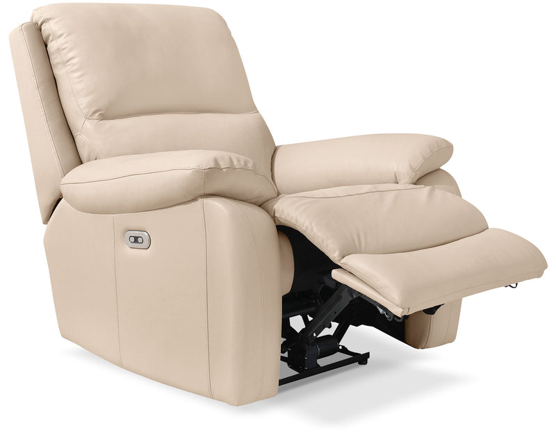 Grove 36\" Genuine Leather Power Reclining Chair with Adjustable Headrest - Cream