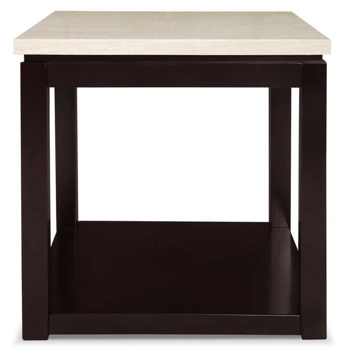 Sicily 22\" Modern End Table with Shelf - Beige and Dark Brown