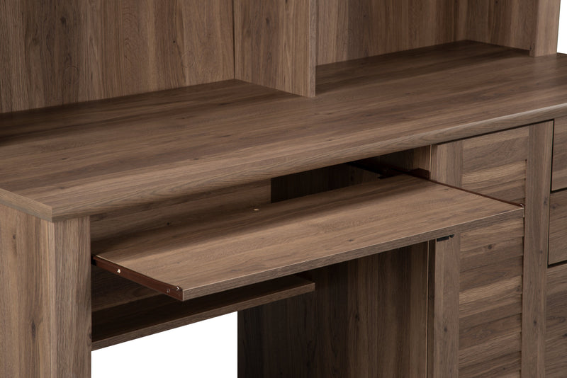 Harbor View 62.25\" Office Desk with Hutch – Salt Oak