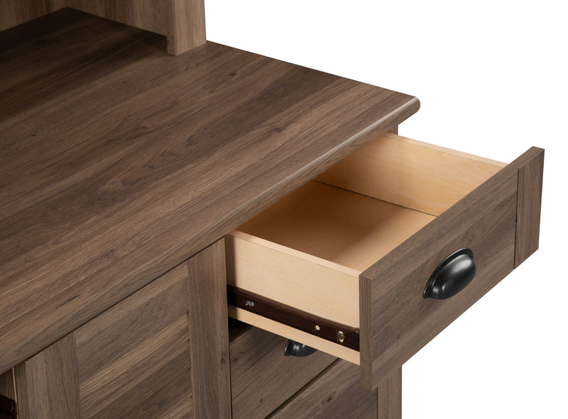 Harbor View 62.25\" Office Desk with Hutch – Salt Oak