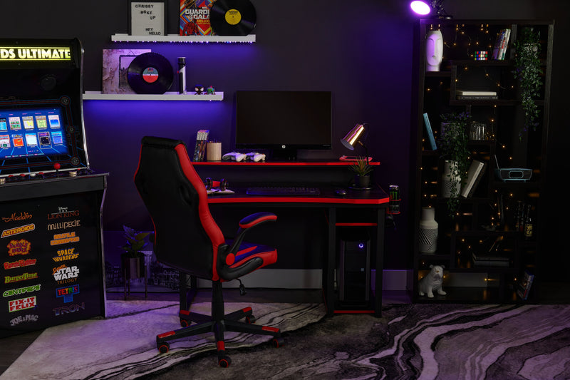 Herman 50\" Gaming Office Desk - Black with Red Trim