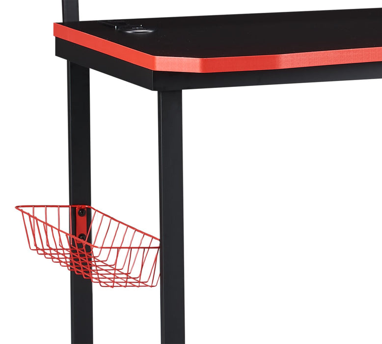 Herman 50\" Gaming Office Desk - Black with Red Trim