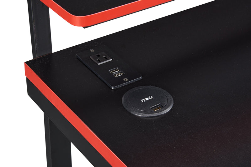 Herman 50\" Gaming Office Desk - Black with Red Trim