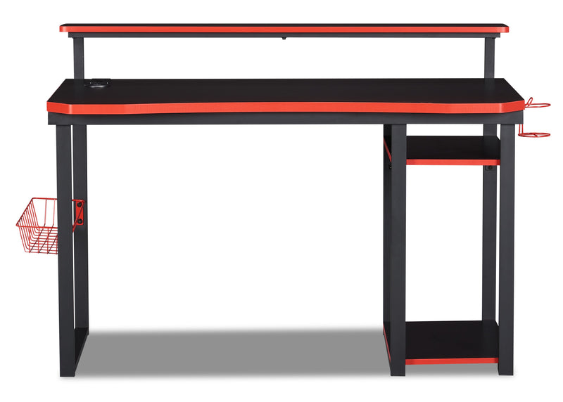 Herman 50\" Gaming Office Desk - Black with Red Trim