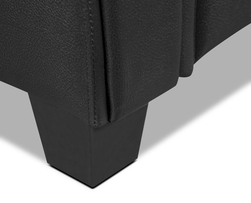 Andi 84\" Leather-Look Fabric Sofa with Button Tufting - Black