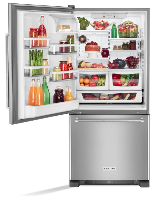 KitchenAid 19 Cu. Ft. Bottom-Mount Refrigerator with Left Door Swing- Stainless Steel