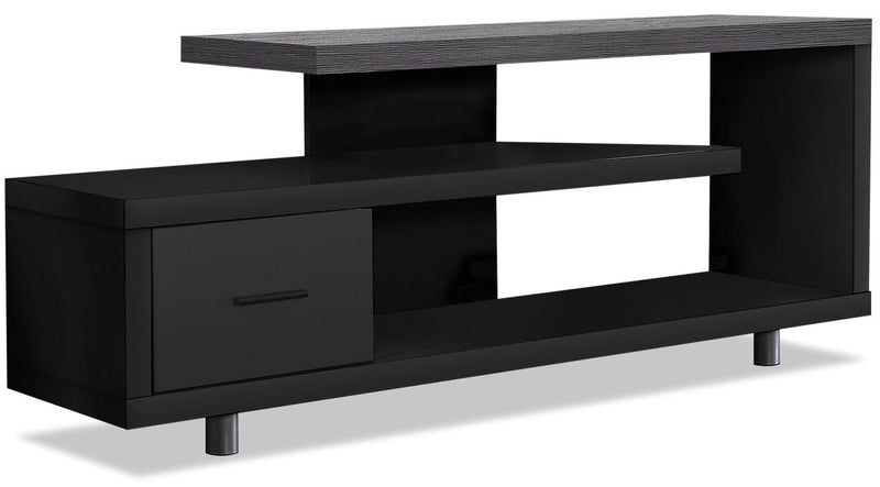 Rene 60\" Modern TV Stand with Storage and Cable Management for TVs up to 65\"- Black