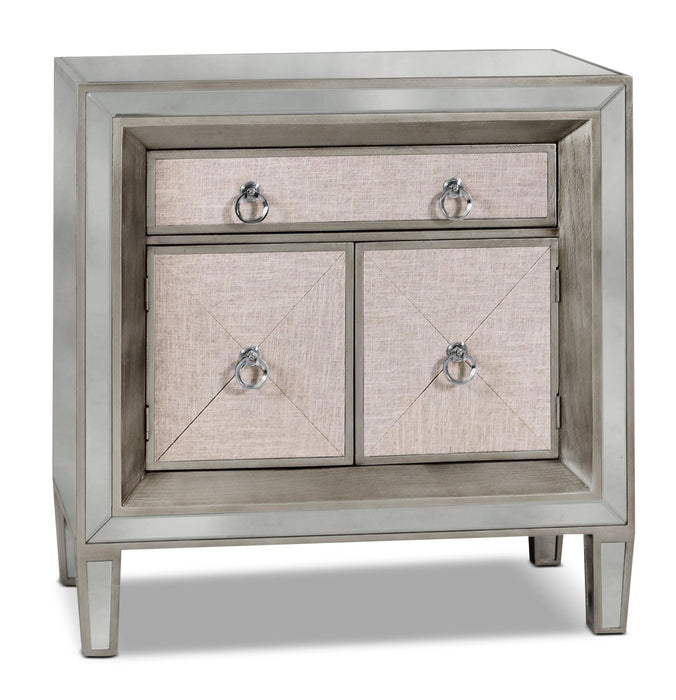 Enna 32\" Glam Accent Cabinet with Drawer - Antiqued Silver