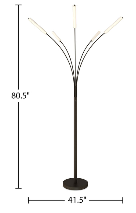 Jakari 80\" Matte Black 5-Light LED Arc Floor Lamp