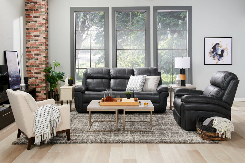 Jesse 47\" Modern Coffee Table - Grey and Pewter with Metal Base