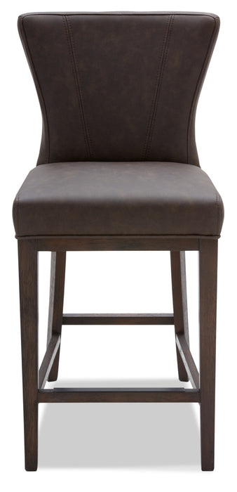 Quinn Counter-Height Stool with Vegan Leather Fabric - Brown