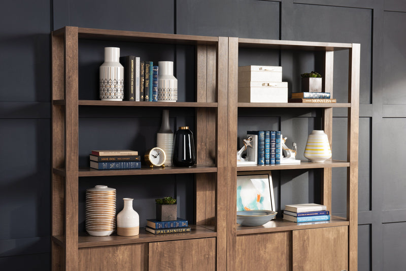 Jude 36\" 3-Shelf Bookcase with Cabinet- Hazelnut